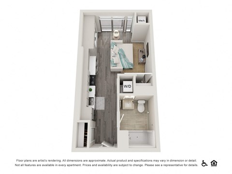 Floor plan for studio, 1 bath, 438 sqft